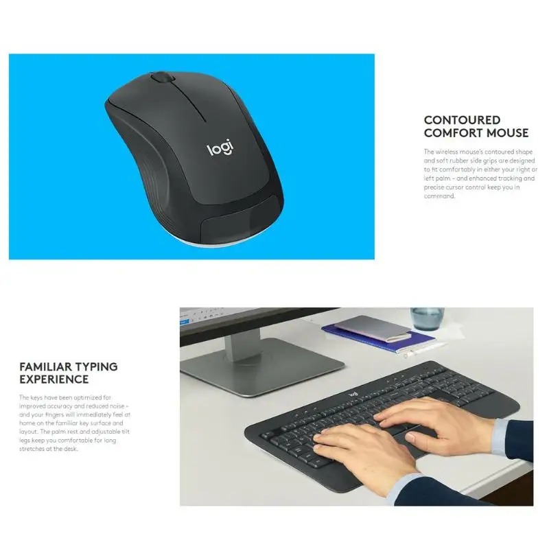 Беспроводная клавиатура logitech MK540 Advanced 2,4G 10 m, эргономичная мышь 1600 dpi, набор клавиатуры и мыши для ПК и ноутбука