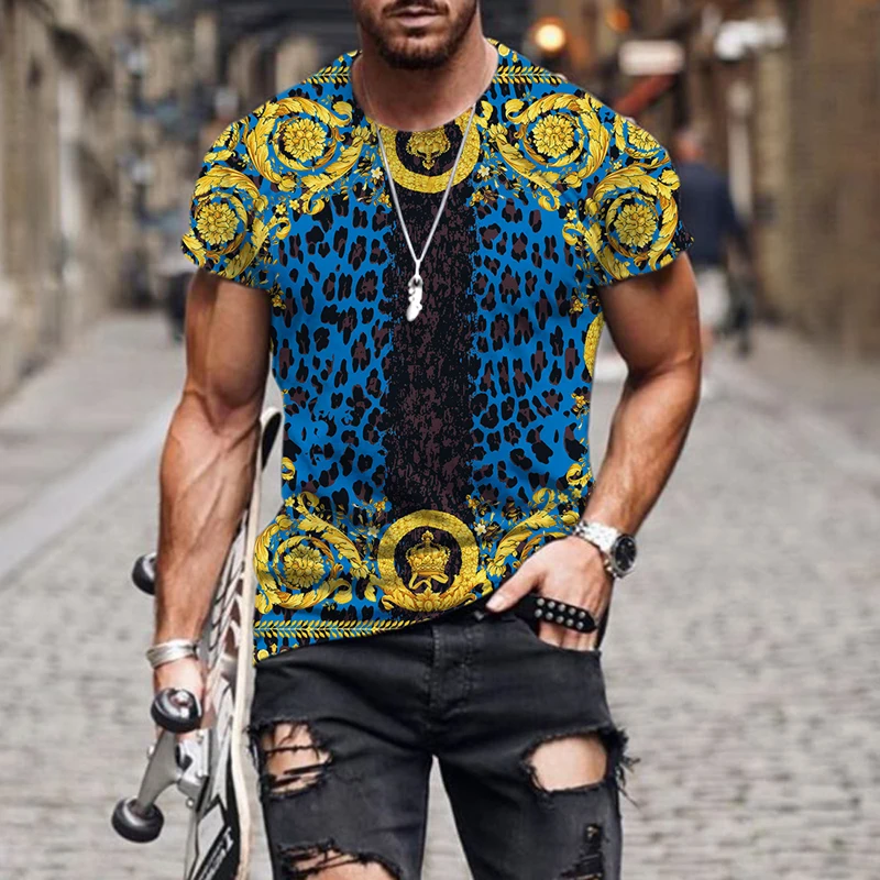 

2022 Luxury high-end pattern 3D Print Men's T Shirt O Neck Short Sleeve Funny Streetwear Summer Loose Male Oversized Tops Tees