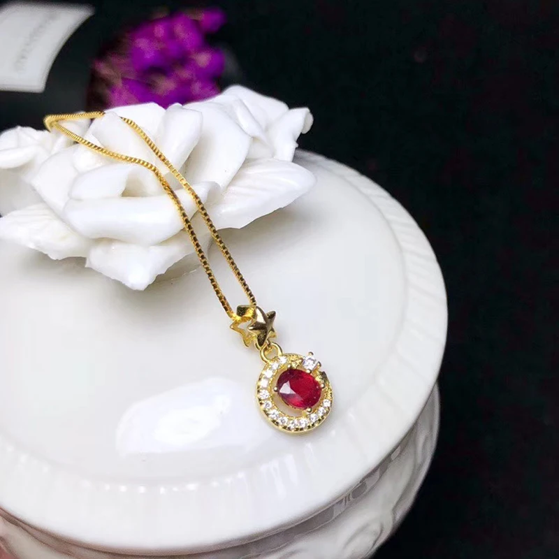 Женское Ожерелье для вечеринки серебряная подвеска с натуральным красным