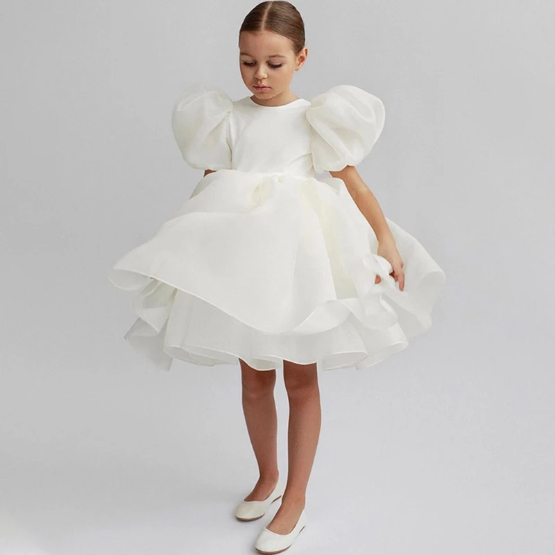 

Детское платье с пышными рукавами, белое вечерние-пачка на свадьбу и день рождения, на возраст 2-8 лет, 2022