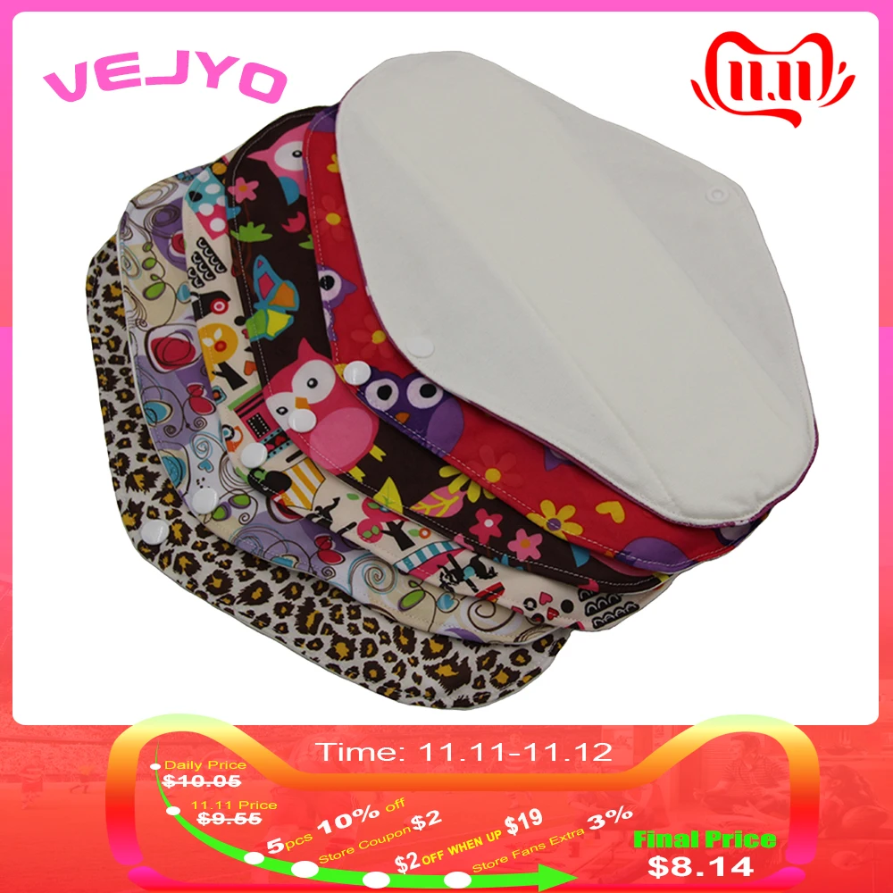 VEJYO, 3 шт./лот, 12 дюймов, Моющиеся Многоразовые женские прокладки, лучшие гигиенические салфетки, брендовые мягкие бамбуковые хлопчатобумажные прокладки для периода