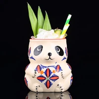 creative panda shape wine glass hawaii cocktail glass ceramic cup cute beverage drinking whiskey glass bar accessories