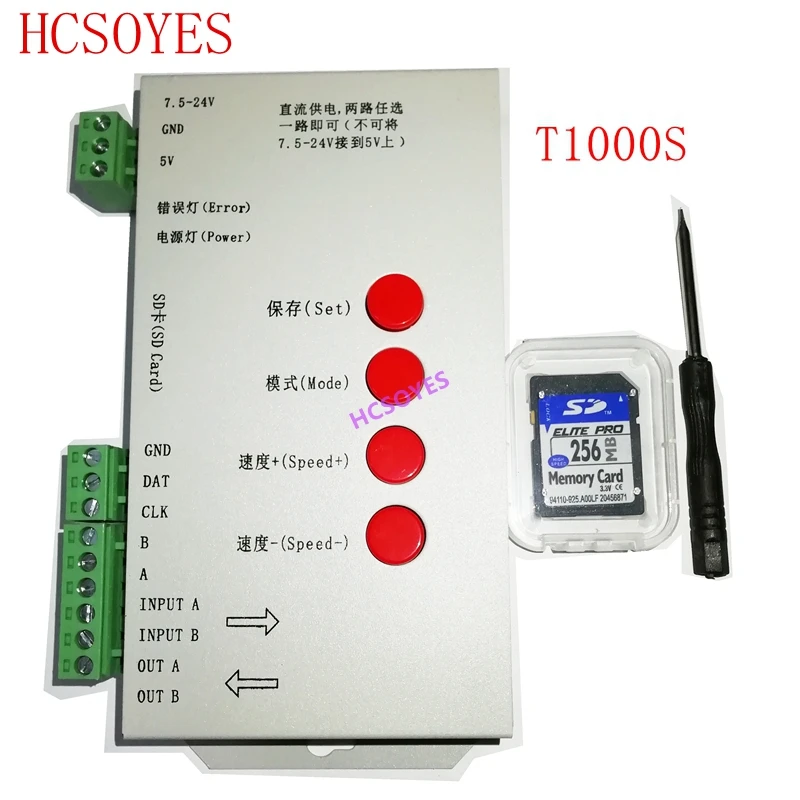 T1000S SD карты APA102 WS2801 WS2811 WS2812B LPD6803 DMX512 LPD8806 светодиодный 2048 Пиксели контроллер DC5~ 24V T-1000S RGB пульт дистанционного управления