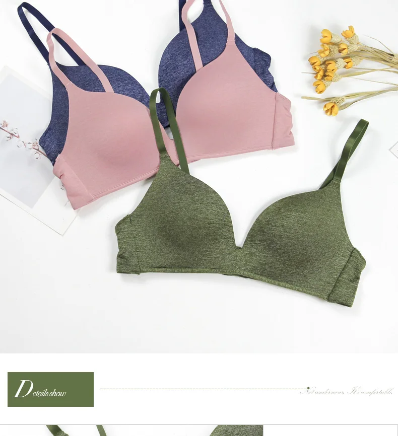 Green Camouflage Vest-Style Female Sexy Bra Small Chest Gather Sexy Lingerie Front Buckle Without Steel Ring No Trace Underwear
