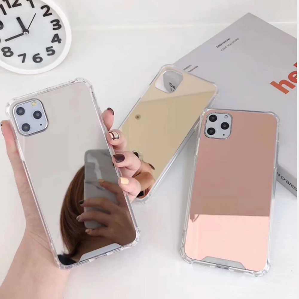 Роскошный зеркальный чехол для iPhone 11 Pro XS Max 7 8 6 6S Plus X XR ударопрочный из ТПУ |