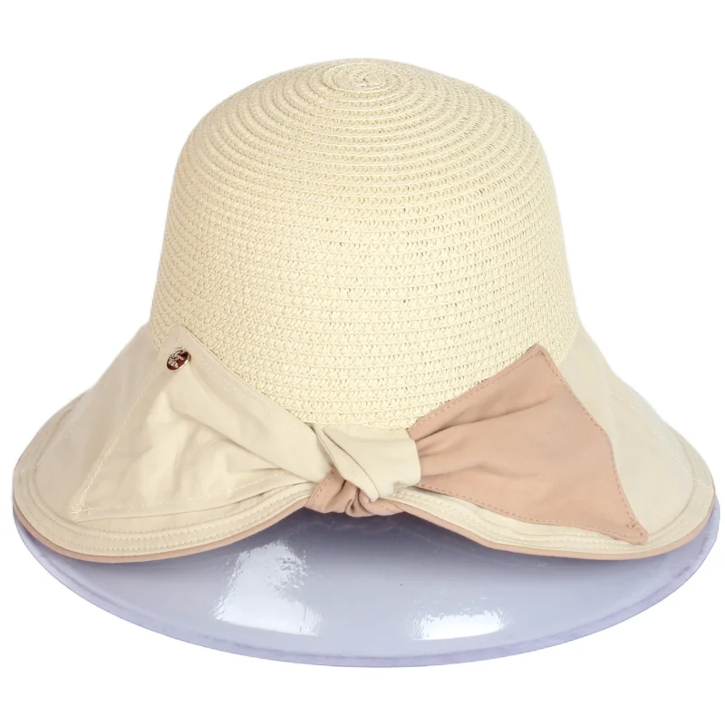 

New Fashion Spring Summer Autumn Women Lady Sunshade Straw Caps Beach Bucket Hat With Bowknot