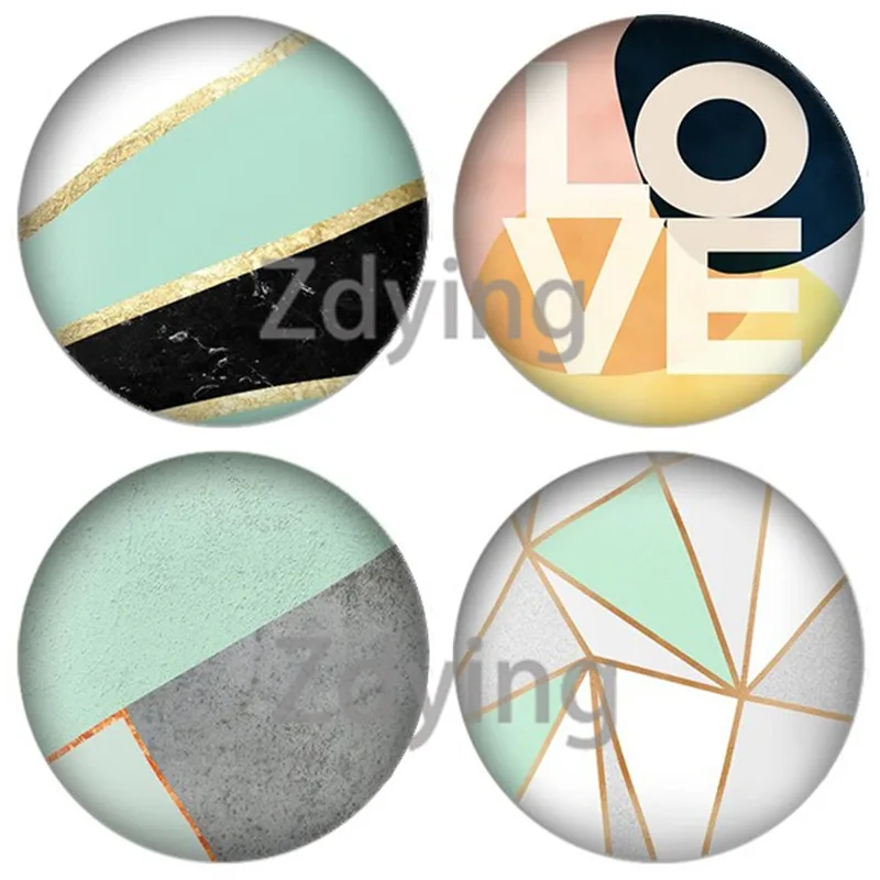 Zmo новый синий и серый черный белый геометрический узор Круглый Стеклянный