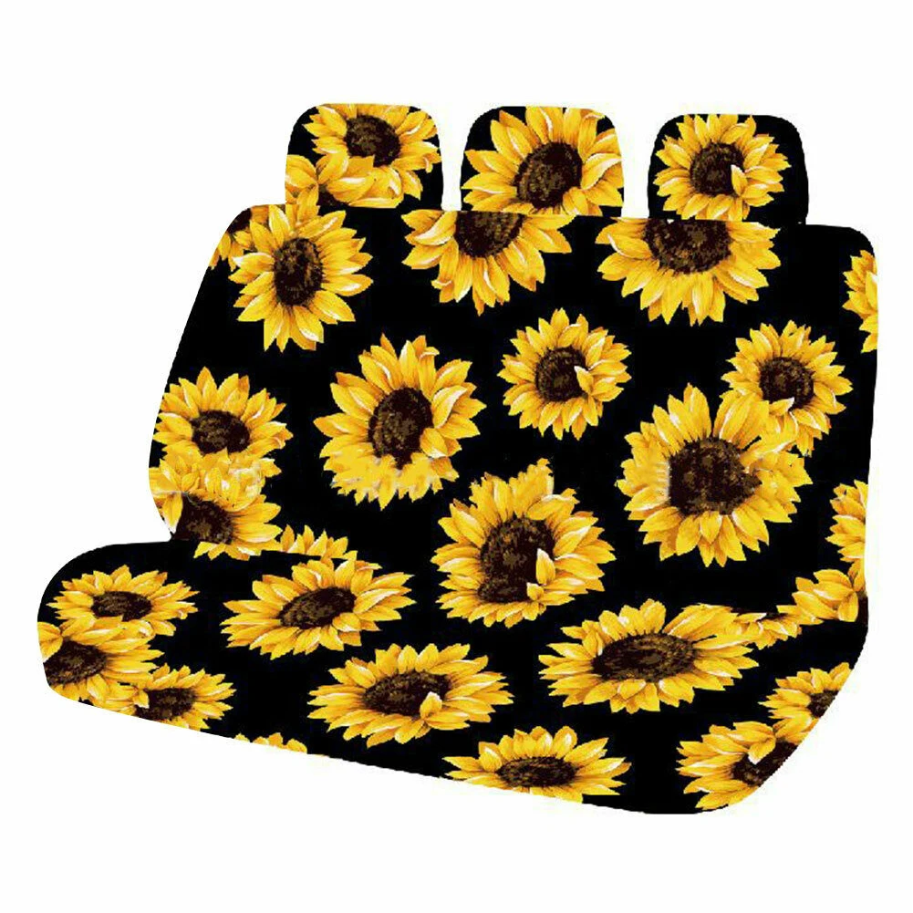 

Car Cushion Cover 3D Sunflower Full Coverage Front Seat Cover Protector Universal Anti-slip for Truck Van for SUV Auto 7PCS
