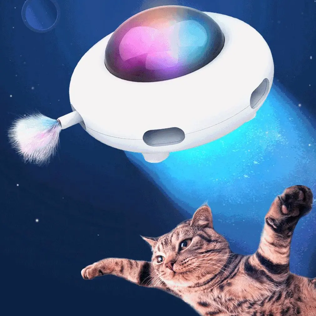

Electric Cat Toy Smart Teaser Auto Steering Cat Teaser Clean Cat Hair USB Charging Cat Teaser Replaceable Feather