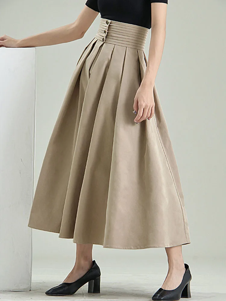 LANMREM Женская юбка абрикосового цвета 2023 ВЕСНА Новинка Высокая талия