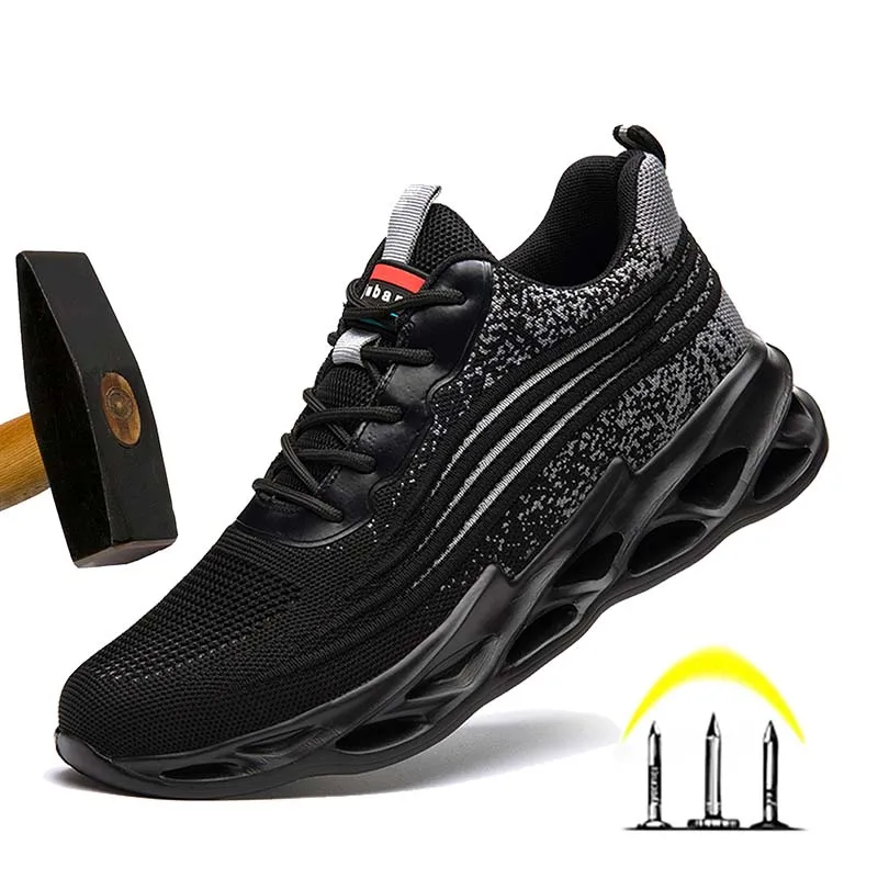 

Мужские рабочие ботинки со стальным носком, защитная обувь, теннисные ботинки с защитой от прокалывания, легкие дышащие кроссовки