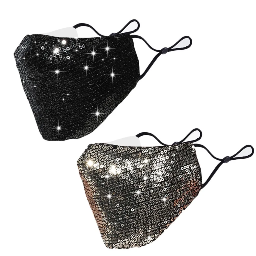 Маска для взрослых моющаяся с повторным использованием 2 шт. маска лица блестками