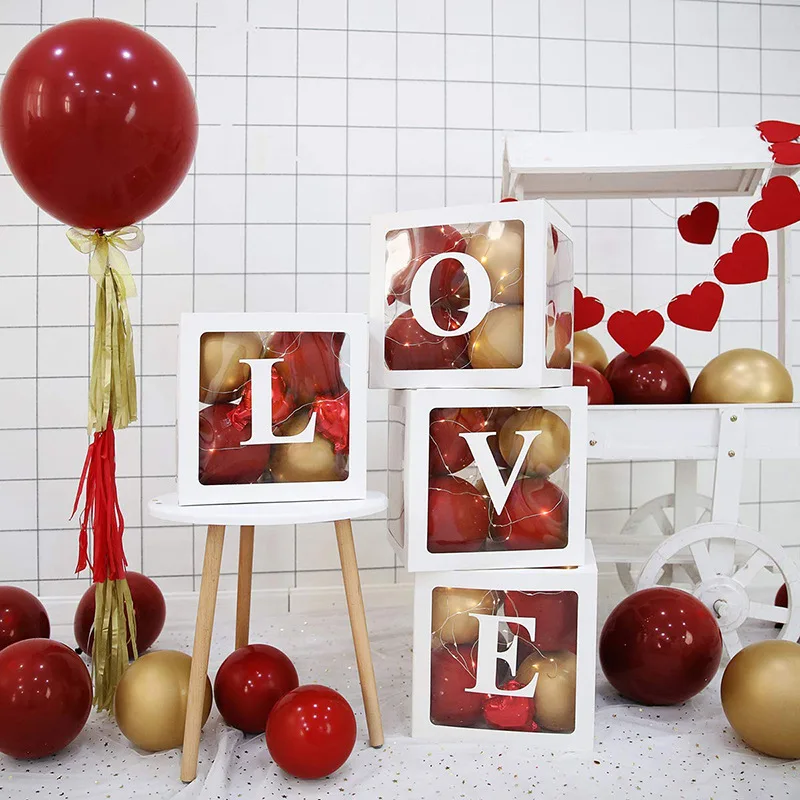 

Birthday Party Letters Transparent Box Set Balloon Box Wedding Confession Decoration Scene Layout Balloon Gift Box Customization