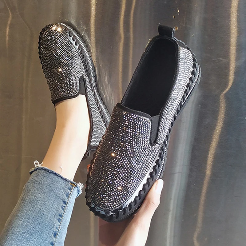 Новинка роскошные женские лоферы сезон весна-осень модные блестящие кроссовки