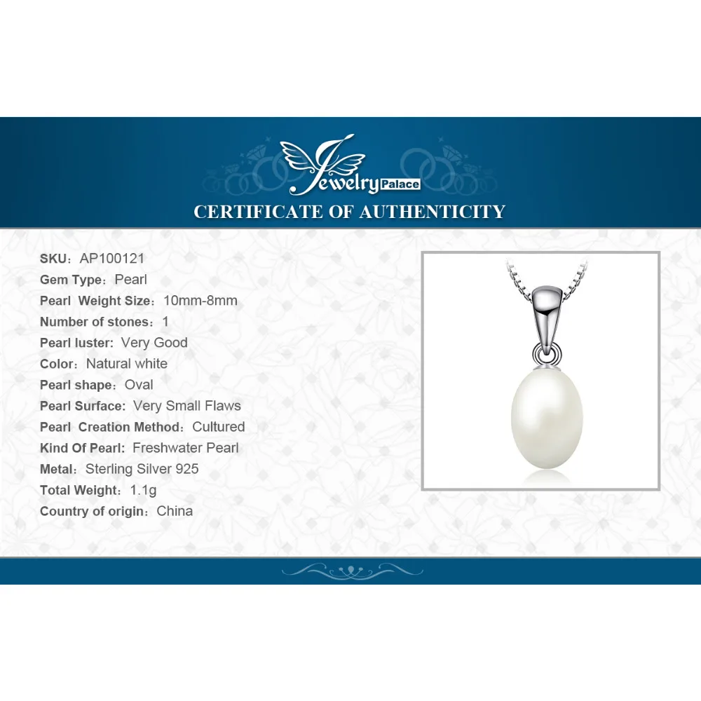 

JewelryPalace Freshwater Pearl Pendant Necklace 925 Sterling Silver Gemstones Choker Statement Necklace Women Without Chain