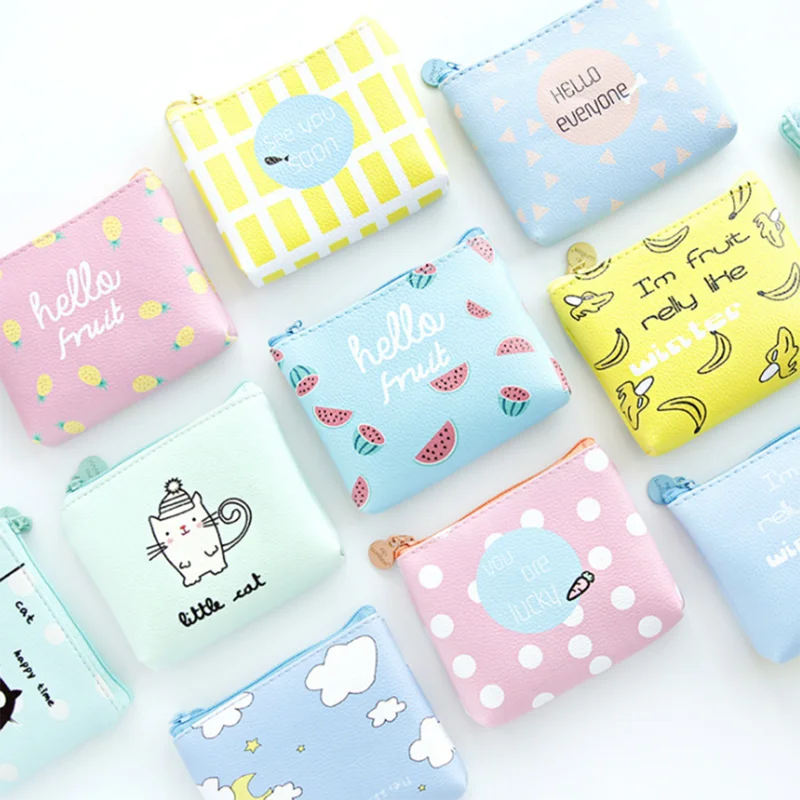 

Cartoon Animal Fruit Coin Purses Women Mini Wallets Card Holder Key Money Bags Girls Purse Pouch