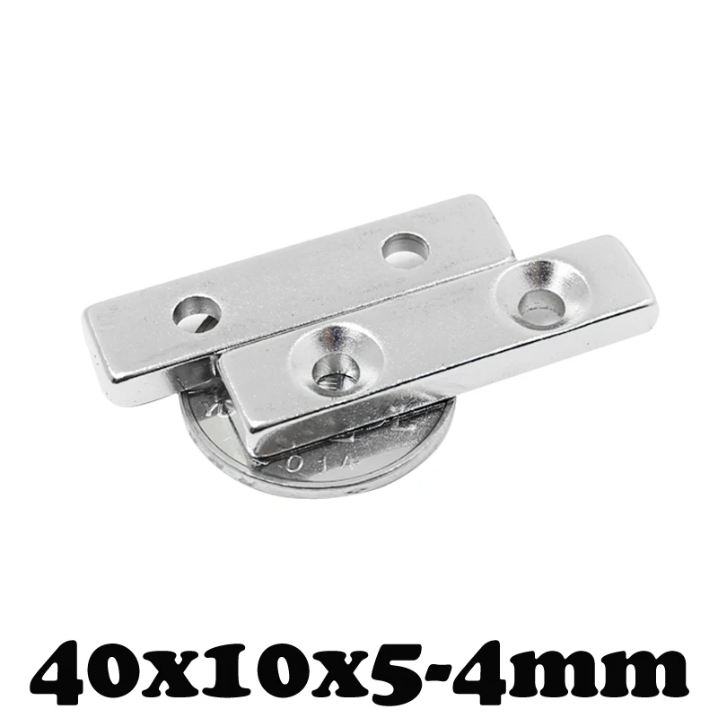 

5~30pcs 40x10x5-4 Power Magnetic 40x10x5mm Hole 4mm Strong Square NdFeB Rare Earth Magnet 40*10*5 mm 2holes 4 Neodymium Magnets