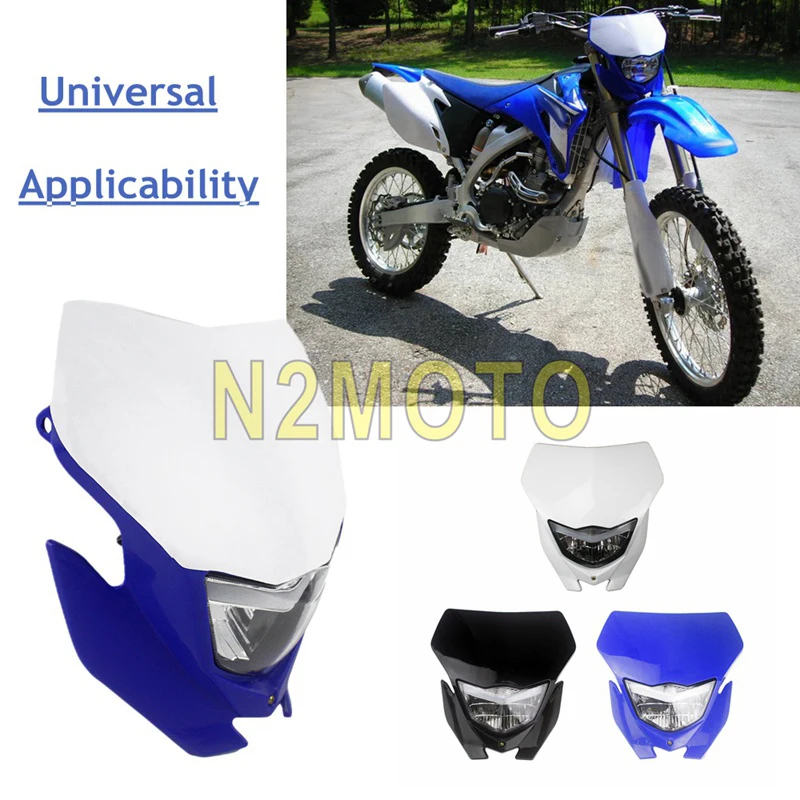 Сине белые супермото Enduro H4 фары маска для ухода за кожей Yamaha Honda WR 450 250 YZ TTR Dirt Bike