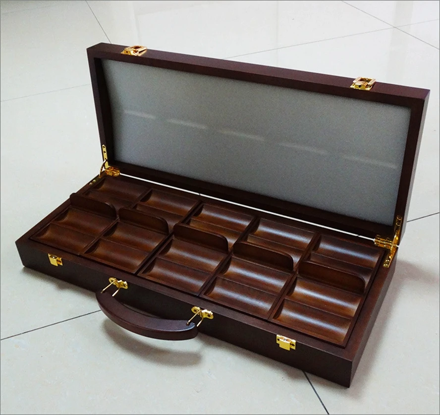 High-end Solid Wood Casino Chips Box Capacity 300/500pcs Chips High Quality Atmospheric Texas Poker Chips Capacity Suitcase