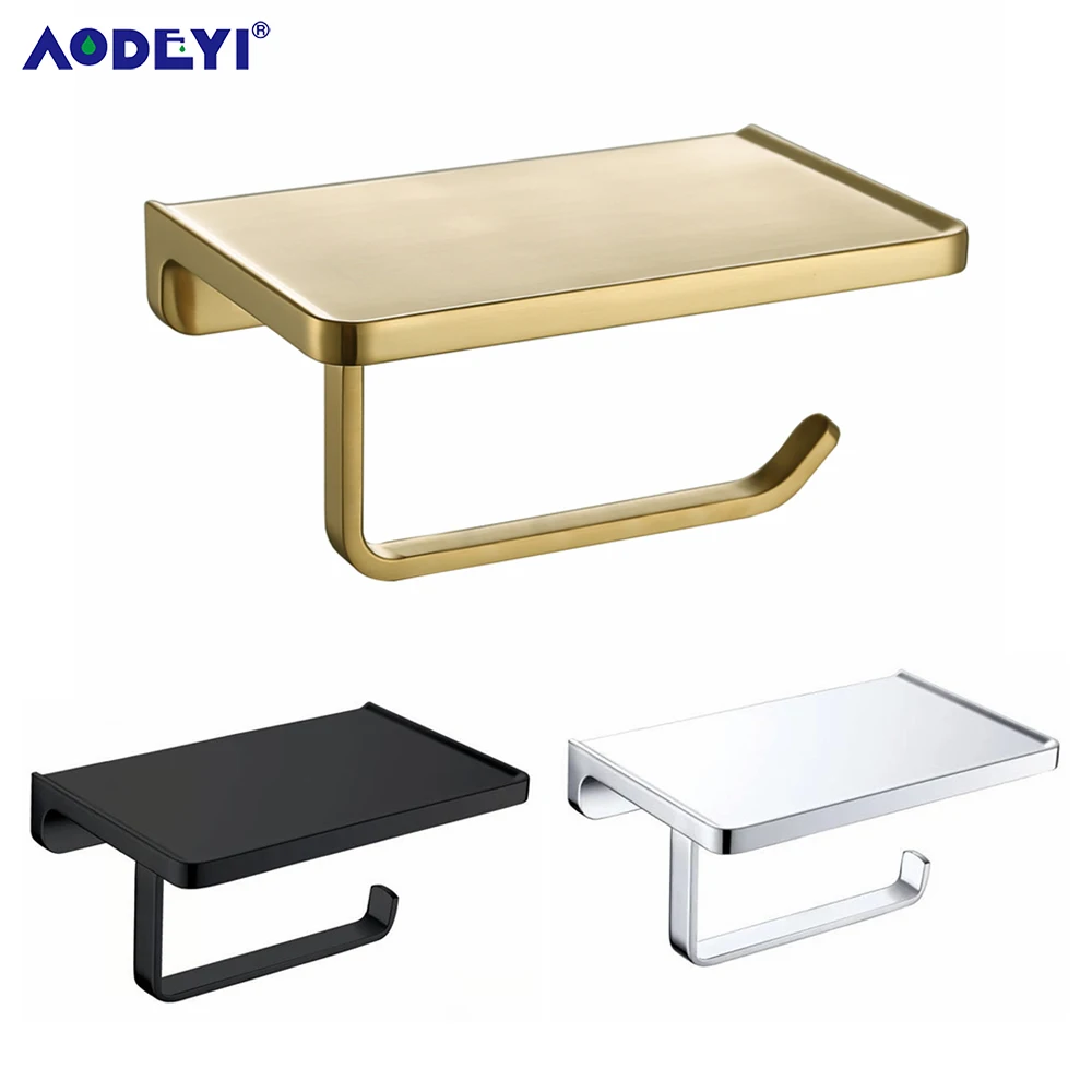 toilet paper holder wall mount tissue roll hanger 304 stainless steel phone platform bathroom hardware set black chrome gold free global shipping
