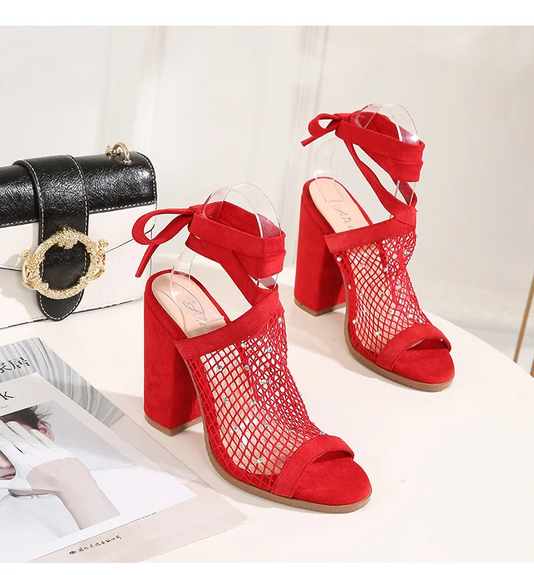 

sandals buckle hollow sexy high-heeled women's shoes 2020 Fish Mouth PU women's