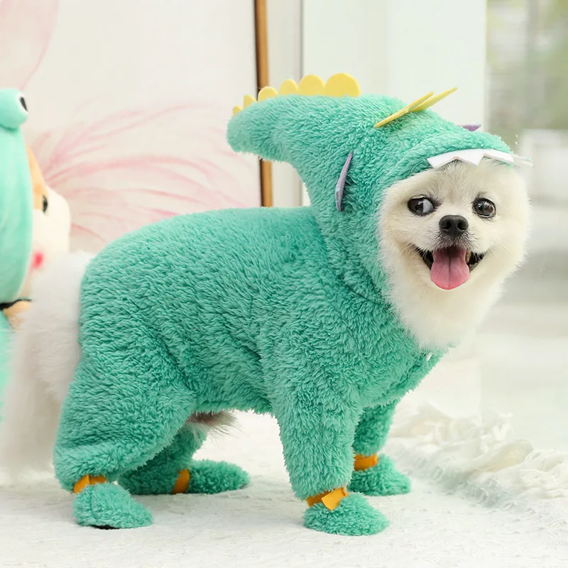 

Cartoon Dinosaur Dog Clothes For Small Dogs Winter Fleece Chihuahua Coat French Bulldog Dog Jacket Puppy Costume Pet Accessories