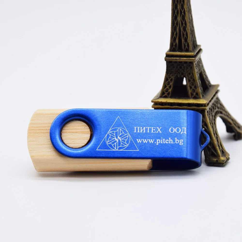 Пользовательский логотип бамбуковая древесина и цветной металлический USB флеш