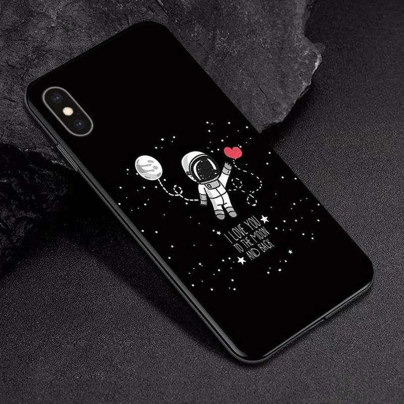 TPUBLK543 Черный чехол из ТПУ для Apple iPhone X XR XSMax 11 чехол Модный мультяшный астронавт для Apple iPhone 6 6S 7 8 Plus чехол для телефона бампер - Цвет: TPUBLK543