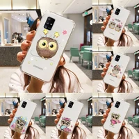cute owl black phone case transparent for samsung s 10 9 20 11 7 8 21 6 p edge plus ultra 4g 5g