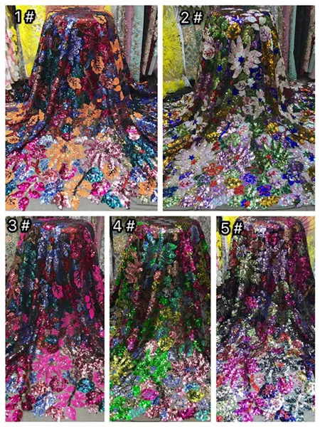 

Beautiful French tulle lace fabric with flower sequins evening dress net lace material for sewing JNZ378(5yards/lot)