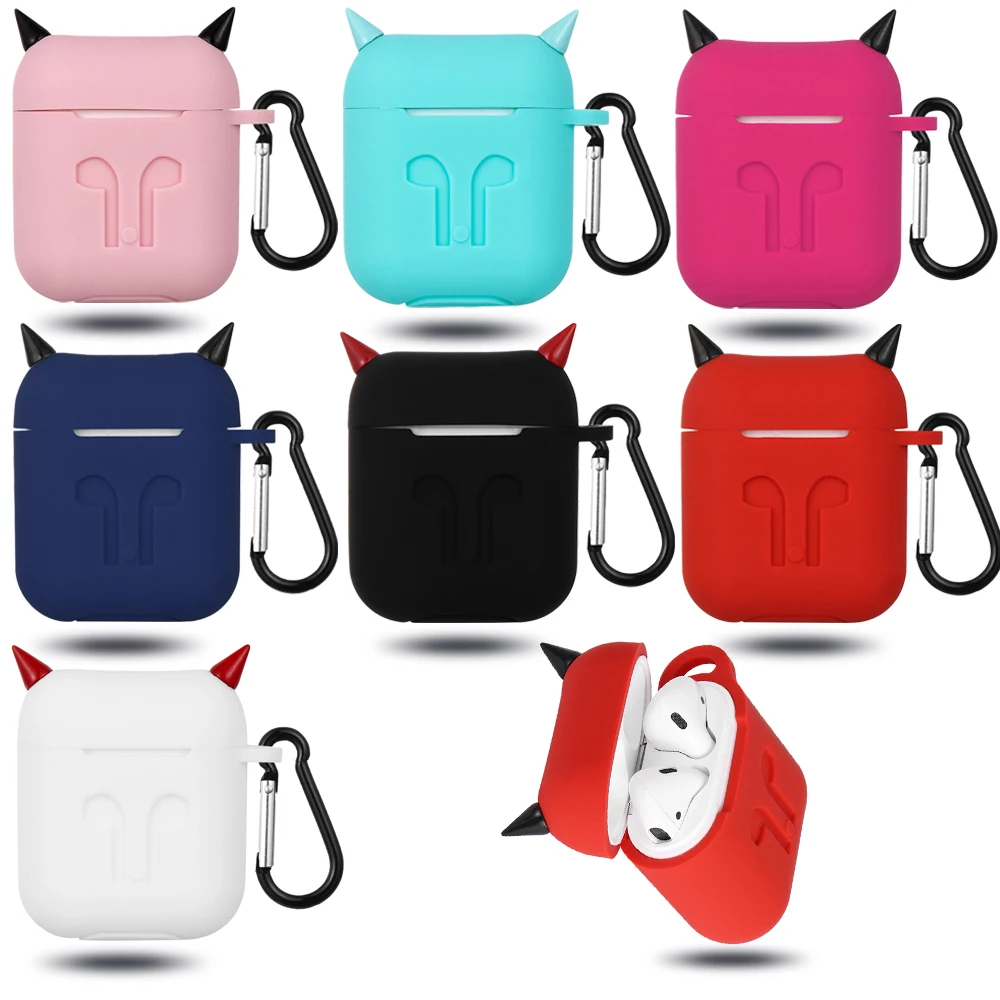 Силиконовый Bluetooth беспроводной Чехол для наушников Apple Airpods Маленький Дьявол