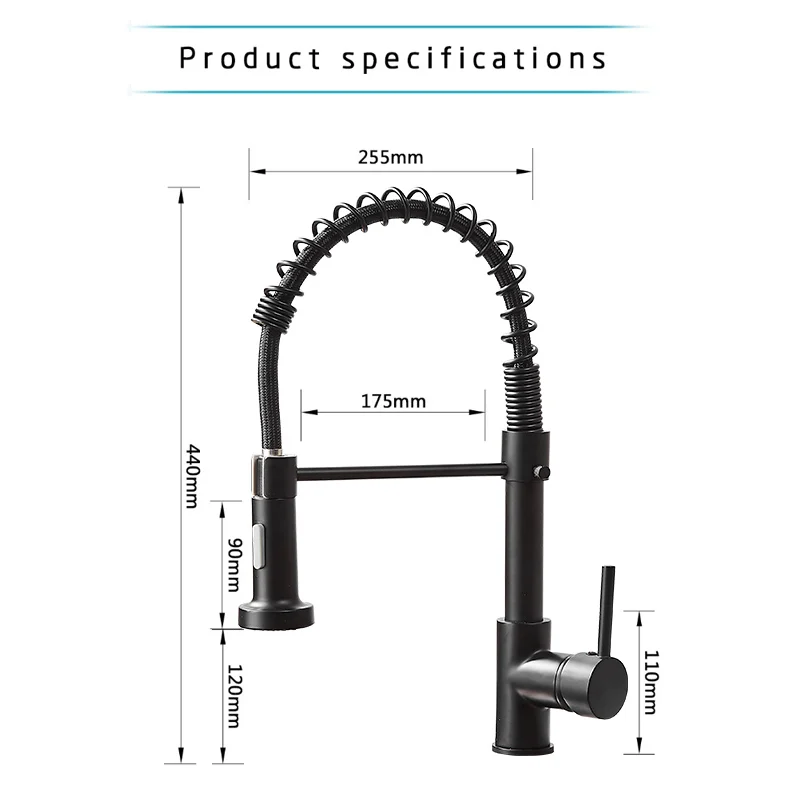 

Gangao Matte Black Kitchen Faucet Deck Mounted Mixer Tap 360 Degree Rotation Stream Sprayer Nozzle Kitchen Sink Hot Cold Taps