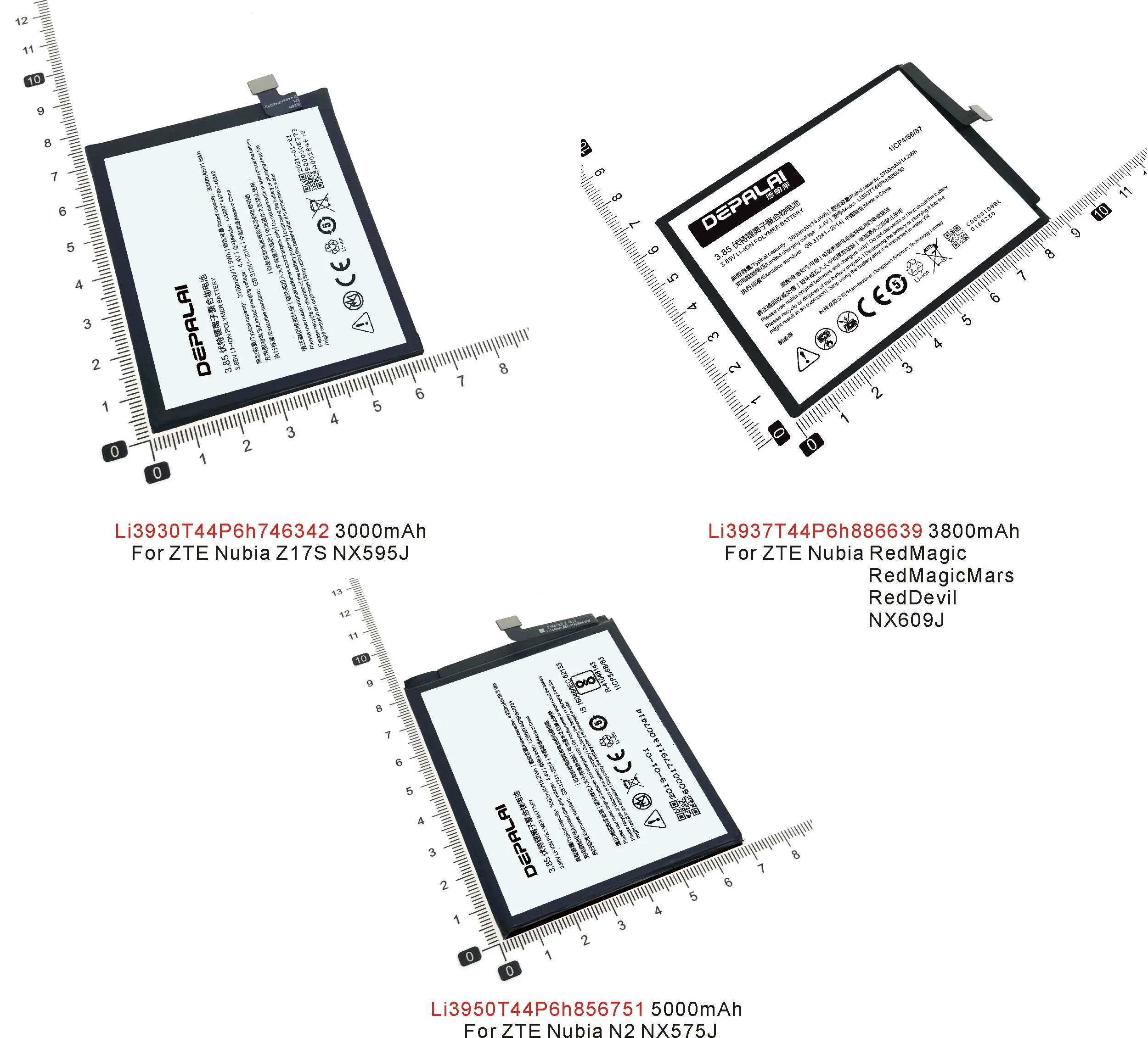 

Li3930T44P6h746342 Li3937T44P6h886639 Li3950T44P6h856751 Battery For For ZTE Nubia Z17S NX595J RedMagicMars RedDevil N2 NX575J