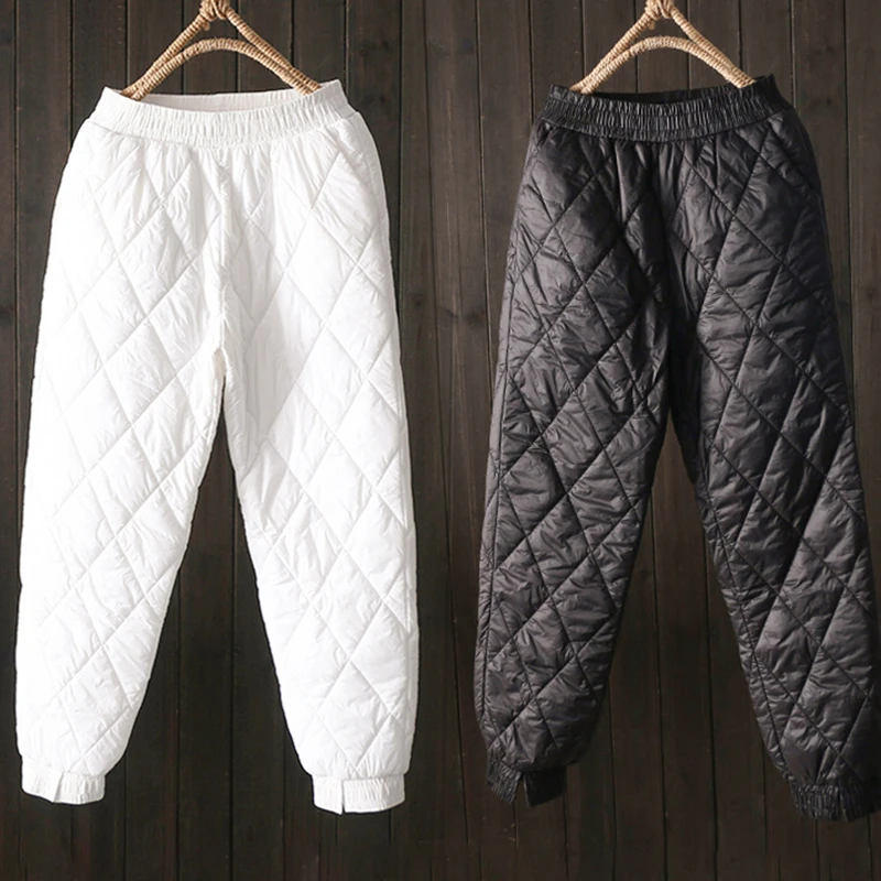 Зимние уплотненные женские осенние свободные брюки с завышенной талией прямые