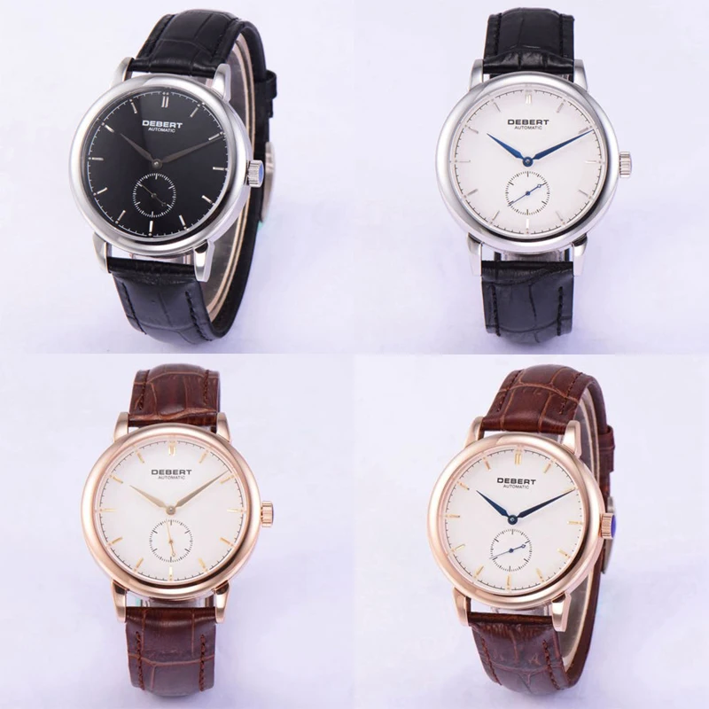 Debert40 мм белый циферблат синие руки сапфир кожаный ремешок стальной Чехол мужские