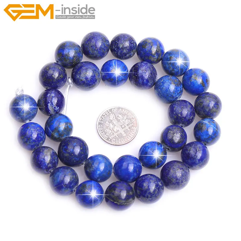 Бусины Из Натурального синего лазурита с большим отверстием круглые каменные