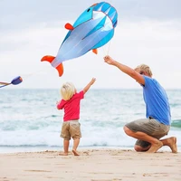 outdoor huge 3d dolphin frameless flying kite with 30m line children kids software fishing inflatable animal kite toy