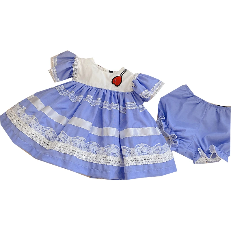 

Vintage Spanish lolita preppy style baby girl princess ball gown dress+shorts Sailor suit kids