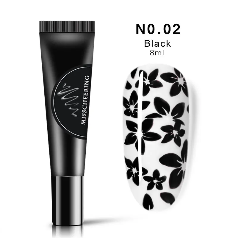 02 Black 8 мл Гель-лак для стемпинга ногтей цветной принт масло УФ Гель-лак для ногтей впитывающийся лак для переноса стемпер пластины DIY Инструменты для дизайна ногтей - Цвет: 02 Black