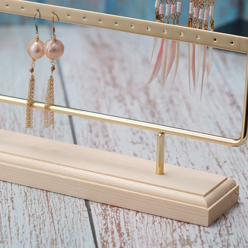 

Earring Stand Display Rack 3-Tier Ear Stand Jewelry Organizer Ear Stud Earring Stand 60 Holes with Wood Base Stand