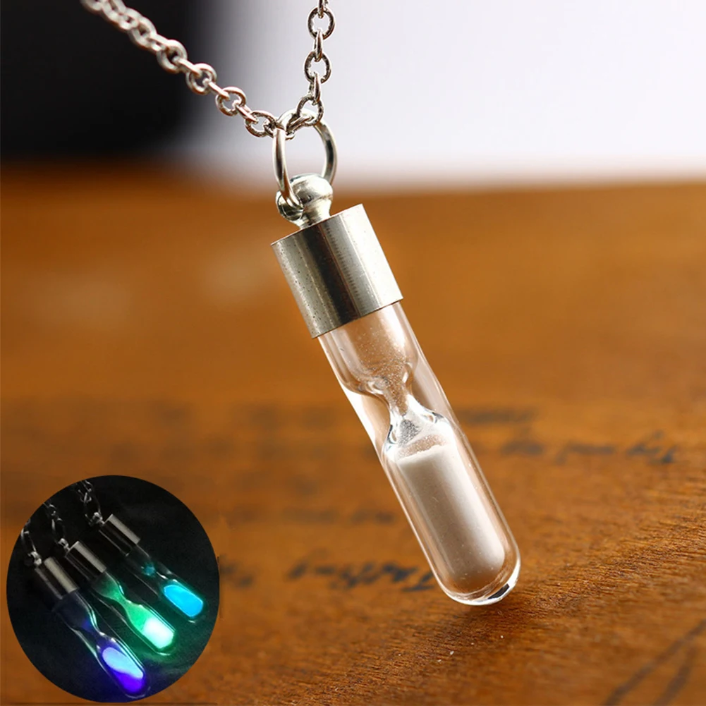 Женщины Мужчины Светящийся песочный таймер Подвеска из бутылки с песочным таймером из стекла Декорации для женщин Парные влюбленные.