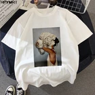 Женская футболка в стиле Харадзюку, летняя эстетичная футболка с коротким рукавом и цветочным принтом перьев, модная повседневная футболка, 2021