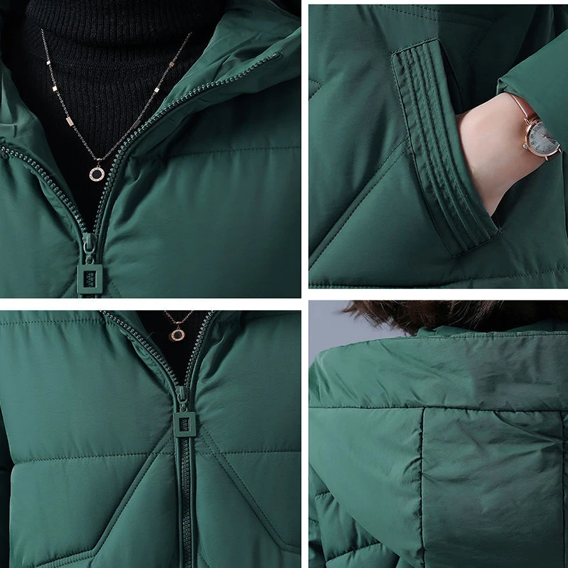 Long Hooded Parkas Winter Warm Casual Cotton Padded Parkas For Women Casual Plus Size 4XL Outwear Solid colors Loose Overcoat