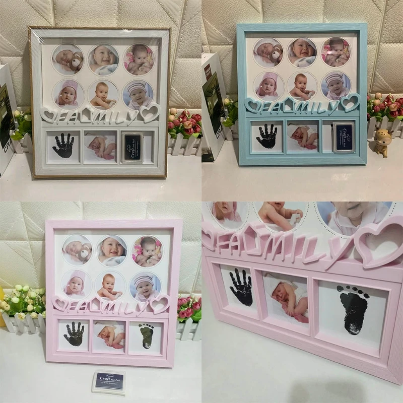 

Baby Pictures Display Stand Record Handprint Footprint Souvenirs DIY Photo Frame