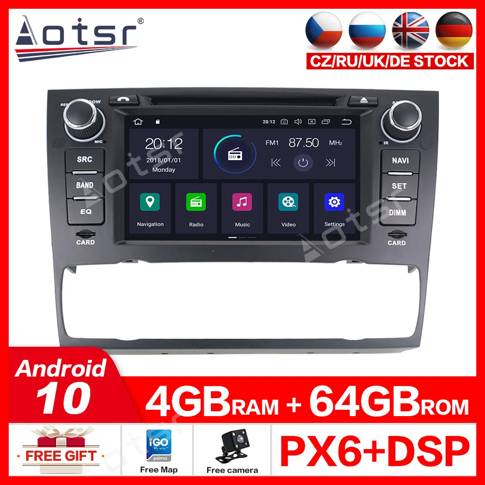 Автомобильный мультимедийный dvd плеер 4 ГБ 64 IPS DSP Android 10 GPS Авторадио для BMW/3