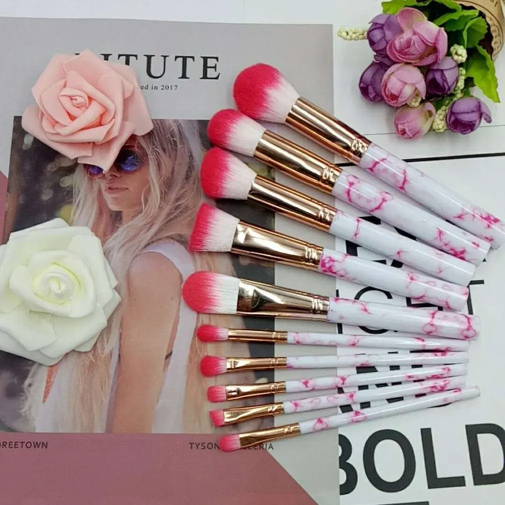 10 шт./компл. Marbling Макияж Кисти Набор теней для век кисти Портативный макияжа