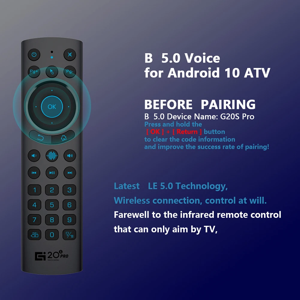 G20BTS Plus G20S Pro 2.4G Voice Backlit Smart Air Mouse Gyroscope IR Learning Google Assistant Remote Control For Android TV BOX |