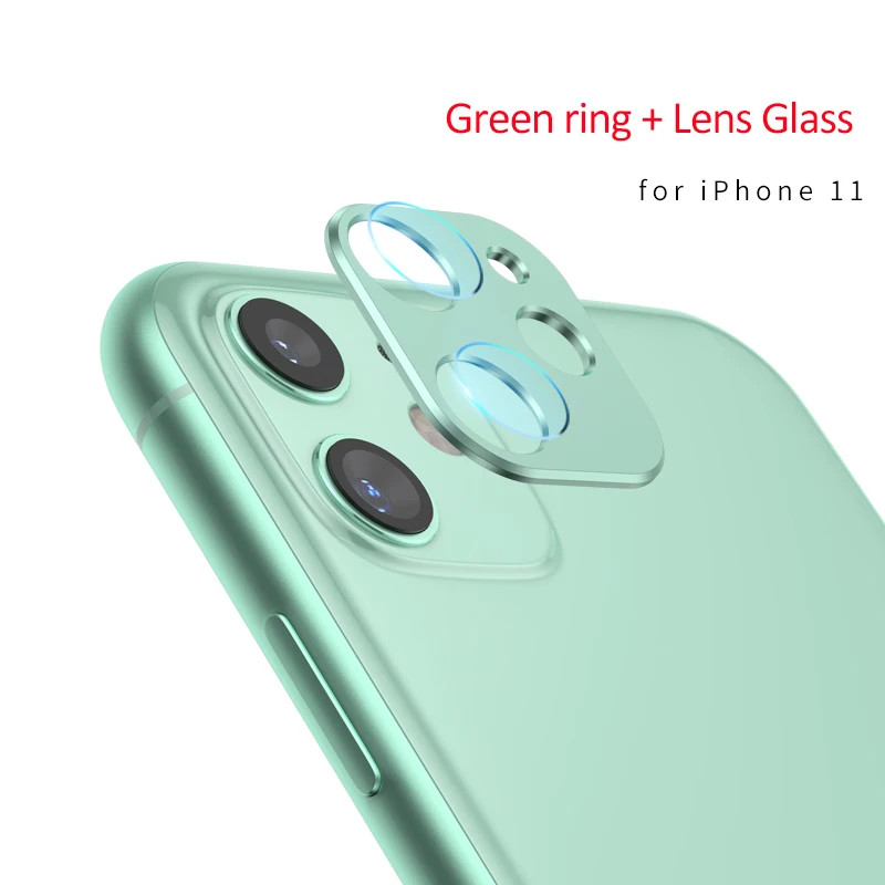 Green Для iPhone 11 Pro Max пленка из закаленного стекла задняя крышка объектива камеры металлическое защитное кольцо чехол для iPhone 11 защита экрана - Цвет: Green