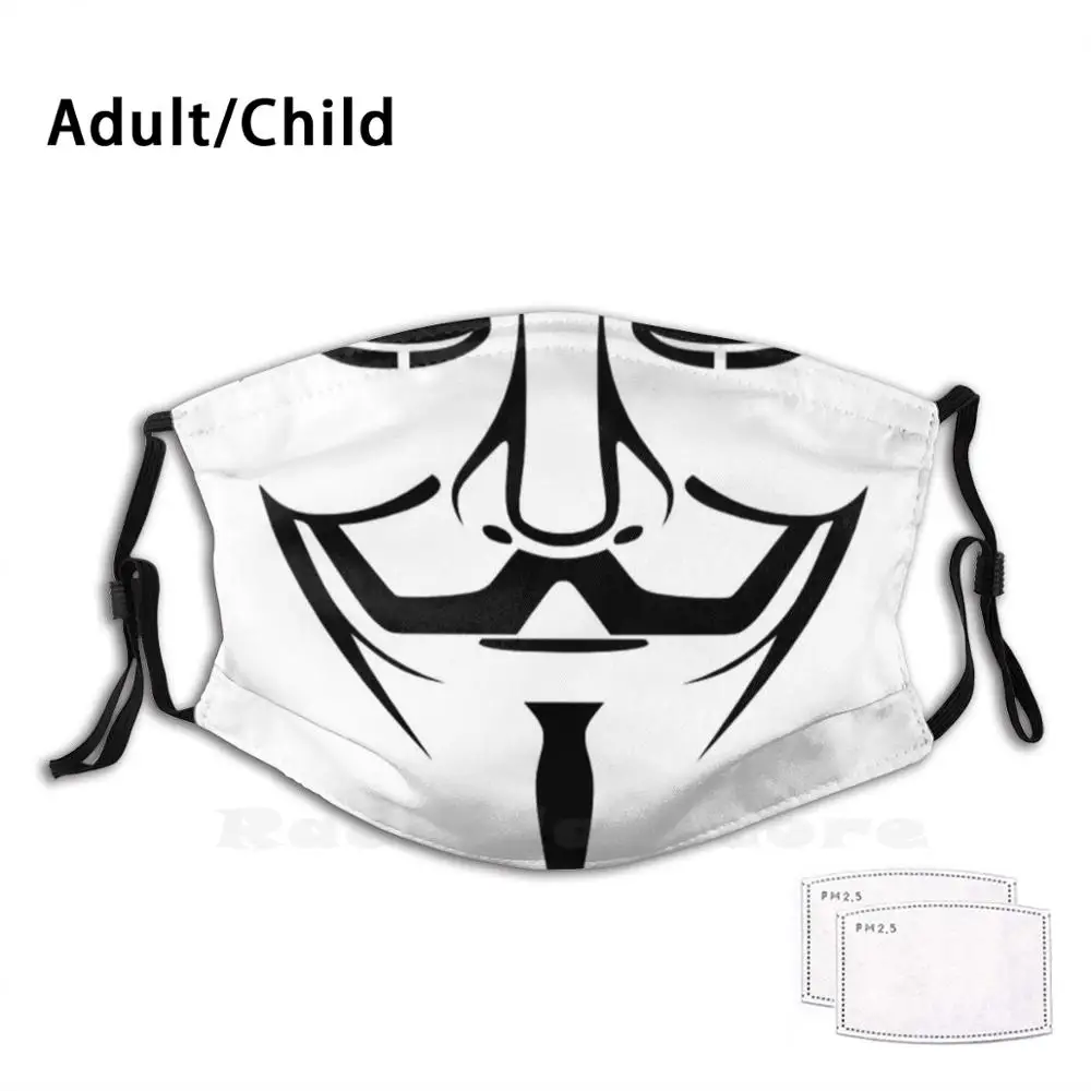 

Маски с принтом Гай Фокса, маска с моющимся фильтром, Пылезащитная маска для рта, анонимная восстанавливающая непослушность маска Гай Фокса
