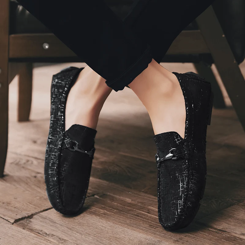 Мужские мокасины из натуральной кожи синие повседневные Лоферы без застежки